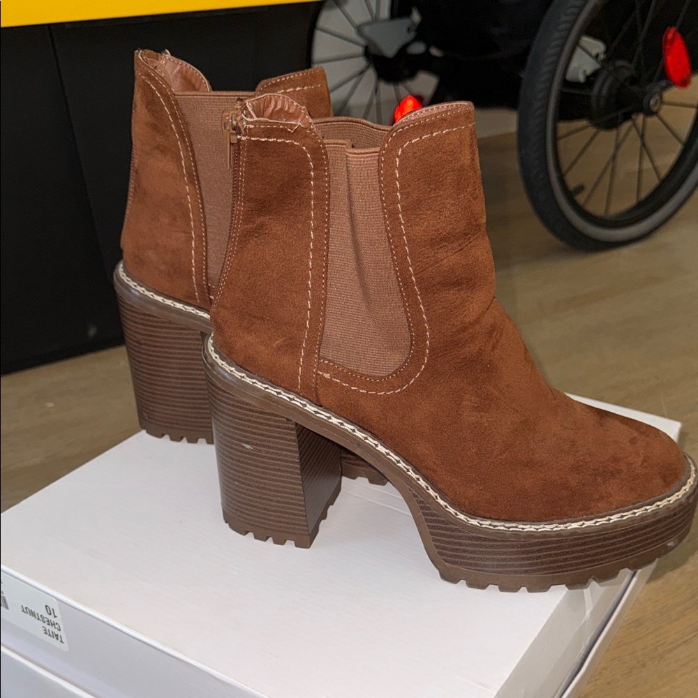 Madden Girl Chestnut Suede Heeled Boots